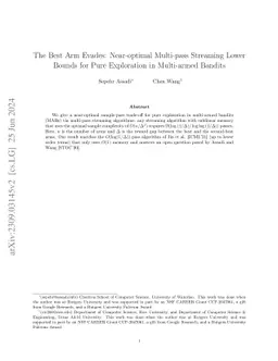 The Best Arm Evades: Near-optimal Multi-pass Streaming Lower Bounds for
  Pure Exploration in Multi-armed Bandits