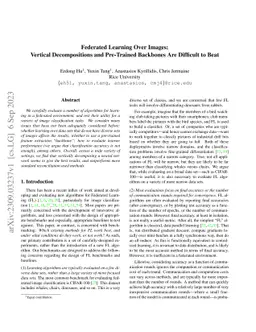 Federated Learning Over Images: Vertical Decompositions and Pre-Trained
  Backbones Are Difficult to Beat