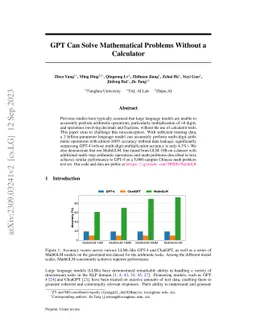 GPT Can Solve Mathematical Problems Without a Calculator