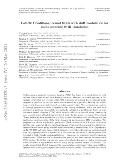 CoNeS: Conditional neural fields with shift modulation for
  multi-sequence MRI translation
