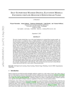 Self-Supervised Masked Digital Elevation Models Encoding for
  Low-Resource Downstream Tasks