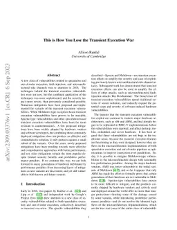 This is How You Lose the Transient Execution War