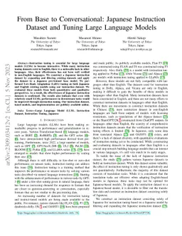 From Base to Conversational: Japanese Instruction Dataset and Tuning
  Large Language Models