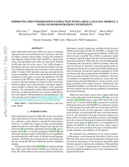 Improving Open Information Extraction with Large Language Models: A
  Study on Demonstration Uncertainty
