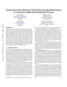 Assume but Verify: Deductive Verification of Leaked Information in
  Concurrent Applications (Extended Version)
