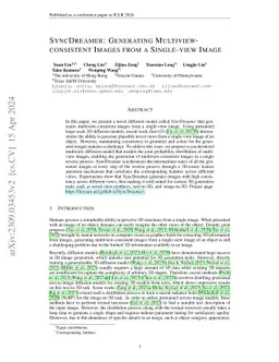 SyncDreamer: Generating Multiview-consistent Images from a Single-view
  Image