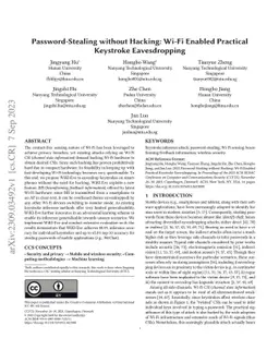 Password-Stealing without Hacking: Wi-Fi Enabled Practical Keystroke
  Eavesdropping
