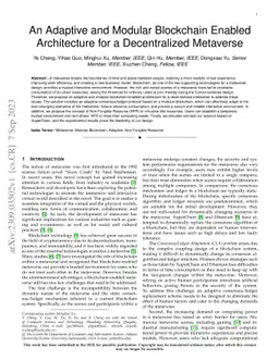 An Adaptive and Modular Blockchain Enabled Architecture for a
  Decentralized Metaverse