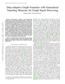 Data-Adaptive Graph Framelets with Generalized Vanishing Moments for Graph Machine Learning