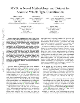 MVD:A Novel Methodology and Dataset for Acoustic Vehicle Type
  Classification