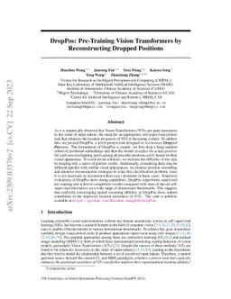 DropPos: Pre-Training Vision Transformers by Reconstructing Dropped
  Positions