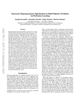 Interactive Hyperparameter Optimization in Multi-Objective Problems via
  Preference Learning