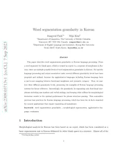 Word segmentation granularity in Korean