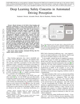 Deep Learning Safety Concerns in Automated Driving Perception