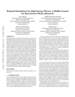 Reduced Simulations for High-Energy Physics, a Middle Ground for
  Data-Driven Physics Research