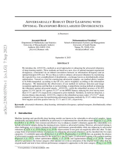 Optimal Transport Regularized Divergences: Application to Adversarial Robustness