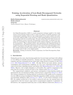 Training Acceleration of Low-Rank Decomposed Networks using Sequential Freezing and Rank Quantization