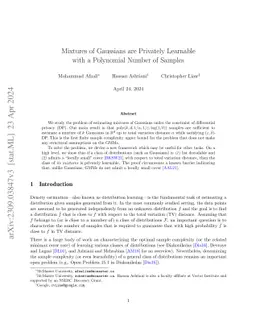 Mixtures of Gaussians are Privately Learnable with a Polynomial Number
  of Samples