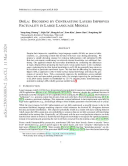 DoLa: Decoding by Contrasting Layers Improves Factuality in Large
  Language Models