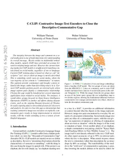 C-CLIP: Contrastive Image-Text Encoders to Close the
  Descriptive-Commentative Gap
