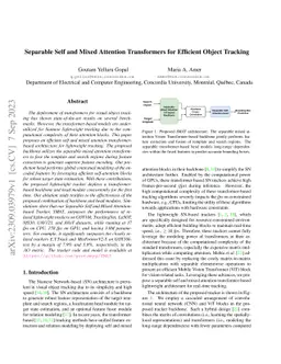 Separable Self and Mixed Attention Transformers for Efficient Object
  Tracking
