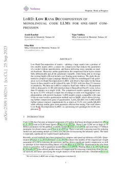 LORD: Low Rank Decomposition Of Monolingual Code LLMs For One-Shot
  Compression