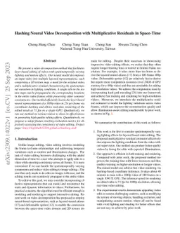 Hashing Neural Video Decomposition with Multiplicative Residuals in
  Space-Time