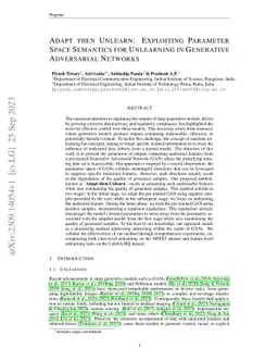 Adapt then Unlearn: Exploring Parameter Space Semantics for Unlearning in Generative Adversarial Networks