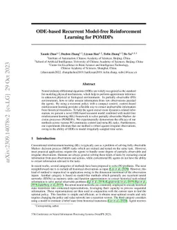 ODE-based Recurrent Model-free Reinforcement Learning for POMDPs