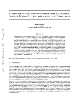 Comprehensive Overview of Named Entity Recognition: Models,
  Domain-Specific Applications and Challenges