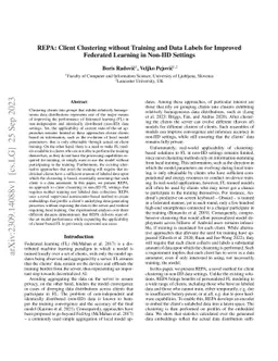 REPA: Client Clustering without Training and Data Labels for Improved
  Federated Learning in Non-IID Settings