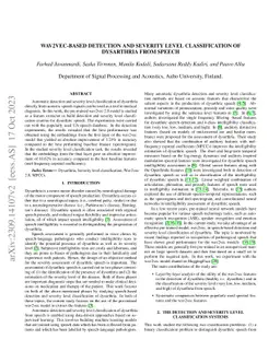 Wav2vec-based Detection and Severity Level Classification of Dysarthria
  from Speech