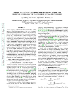 On the Relation between Internal Language Model and Sequence
  Discriminative Training for Neural Transducers