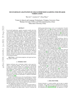 Multi-Domain Adaptation by Self-Supervised Learning for Speaker
  Verification