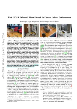 Fast LiDAR Informed Visual Search in Unseen Indoor Environments