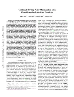 Continual Driving Policy Optimization with Closed-Loop Individualized
  Curricula