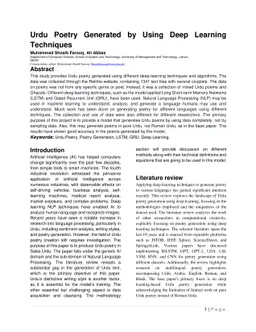 Urdu Poetry Generated by Using Deep Learning Techniques