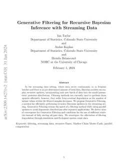 Generative Filtering for Recursive Bayesian Inference with Streaming
  Data
