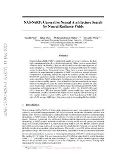 NAS-NeRF: Generative Neural Architecture Search for Neural Radiance
  Fields