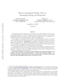 Physics of Language Models: Part 3.1, Knowledge Storage and Extraction