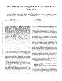 Bias Testing and Mitigation in LLM-based Code Generation