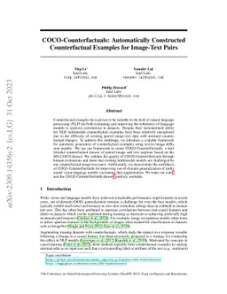 COCO-Counterfactuals: Automatically Constructed Counterfactual Examples
  for Image-Text Pairs