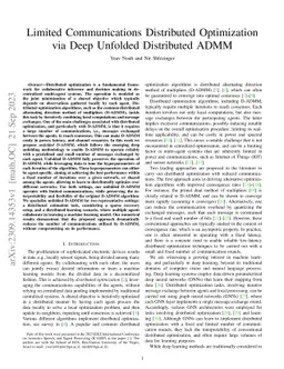 Limited Communications Distributed Optimization via Deep Unfolded
  Distributed ADMM