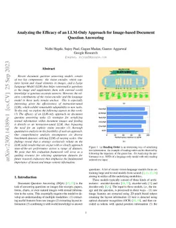 Analyzing the Efficacy of an LLM-Only Approach for Image-based Document
  Question Answering