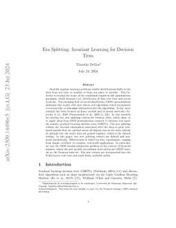 Era Splitting -- Invariant Learning for Decision Trees