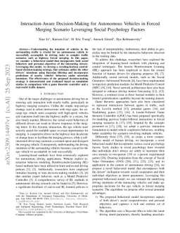 Interaction-Aware Decision-Making for Autonomous Vehicles in Forced
  Merging Scenario Leveraging Social Psychology Factors