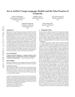 Art or Artifice? Large Language Models and the False Promise of
  Creativity