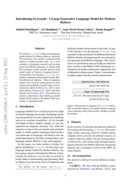 Introducing DictaLM -- A Large Generative Language Model for Modern
  Hebrew