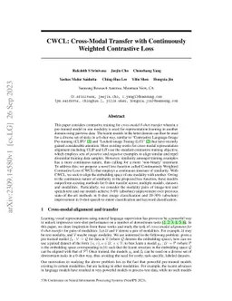 CWCL: Cross-Modal Transfer with Continuously Weighted Contrastive Loss