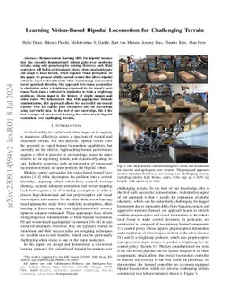 Learning Vision-Based Bipedal Locomotion for Challenging Terrain